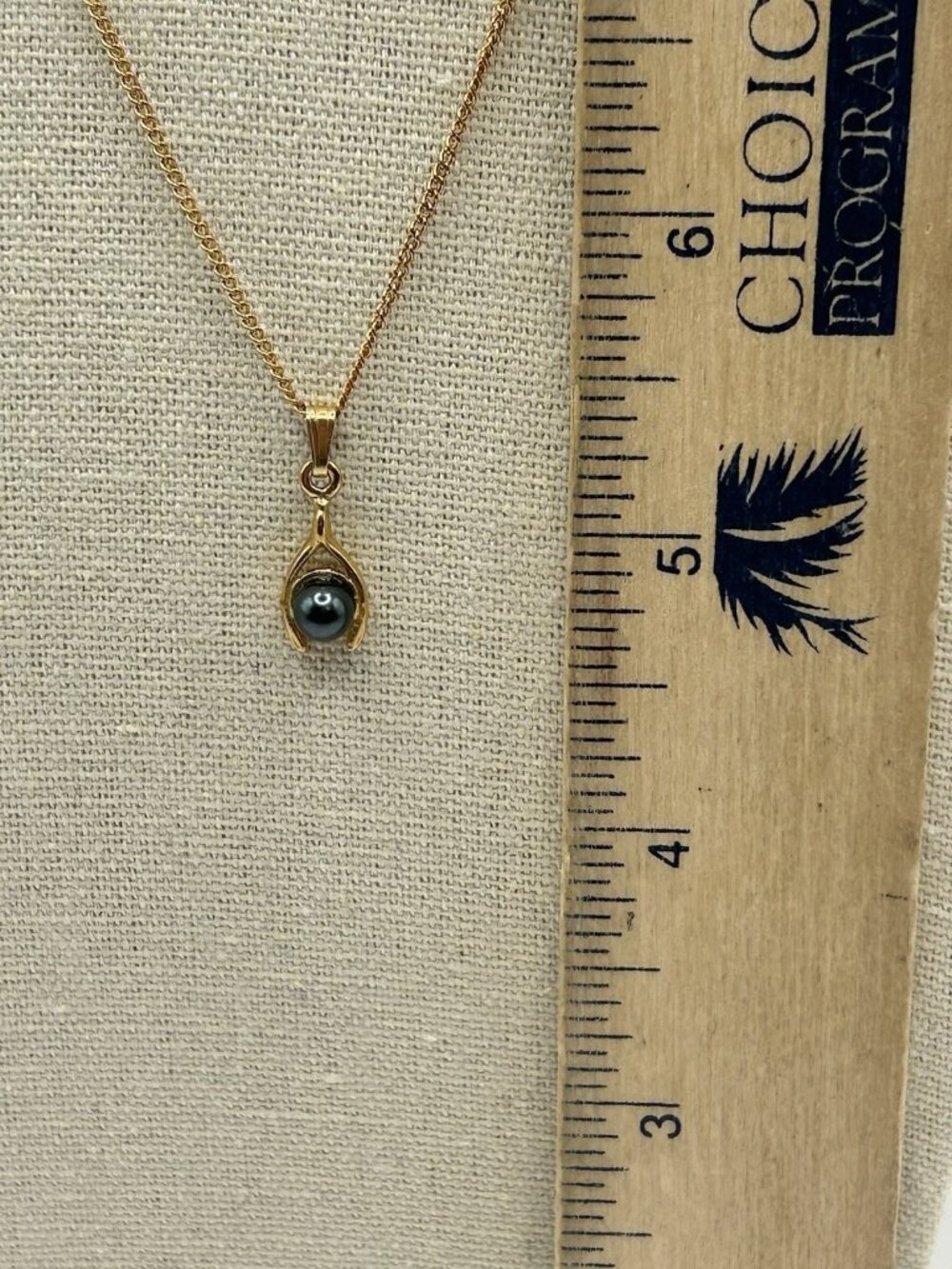 Gold Tone Wishbone Necklace Imitation Pearl Pendant Vintage Style Jewelry Gift - Picture 5 of 9